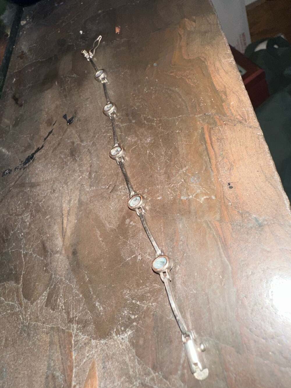 Vintage Dee Berkley 925 Sterling Silver and Blue Topaz Bar Link Bracelet